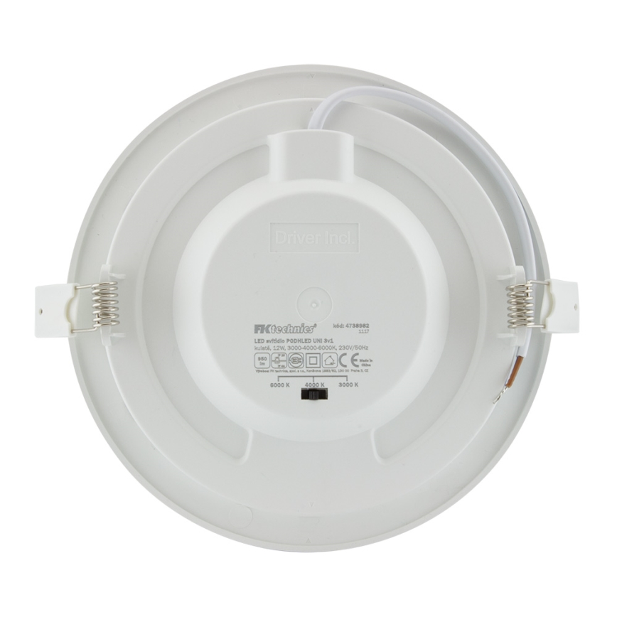 Infälld LED badrumsbelysning LED/12W/230V 3000/4000/6000K IP44