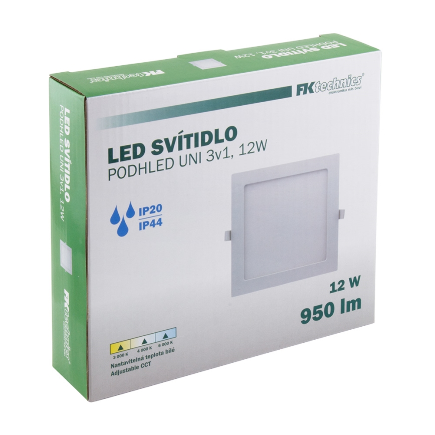 Infälld LED badrumsbelysning LED/12W/230V 3000/4000/6000K IP44