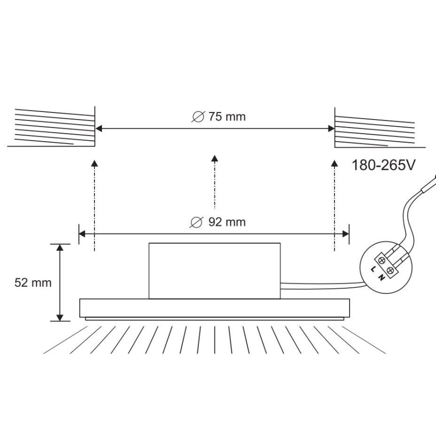 Infälld LED badrumsbelysning LED/7W/230V 4000K svart IP44