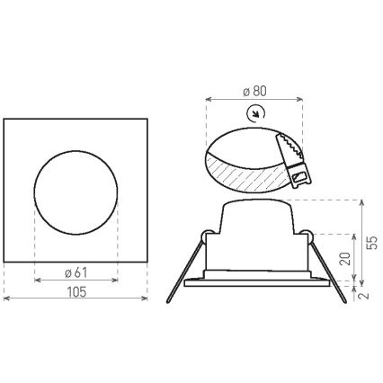 Infälld LED badrumsbelysning BONO LED/8W/230V 4000K IP65 svart