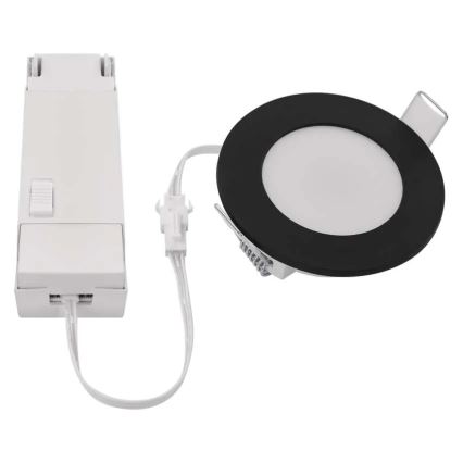 Infälld LED badrumsbelysning LORI LED/4,5W/230V IP65 2700/4000K diameter 8,5 cm svart