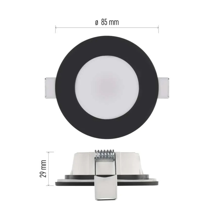Infälld LED badrumsbelysning LORI LED/4,5W/230V IP65 2700/4000K diameter 8,5 cm svart