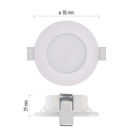 Infälld LED badrumsbelysning LORI LED/4,5W/230V IP65 2700/4000K diameter 8,5 cm vit