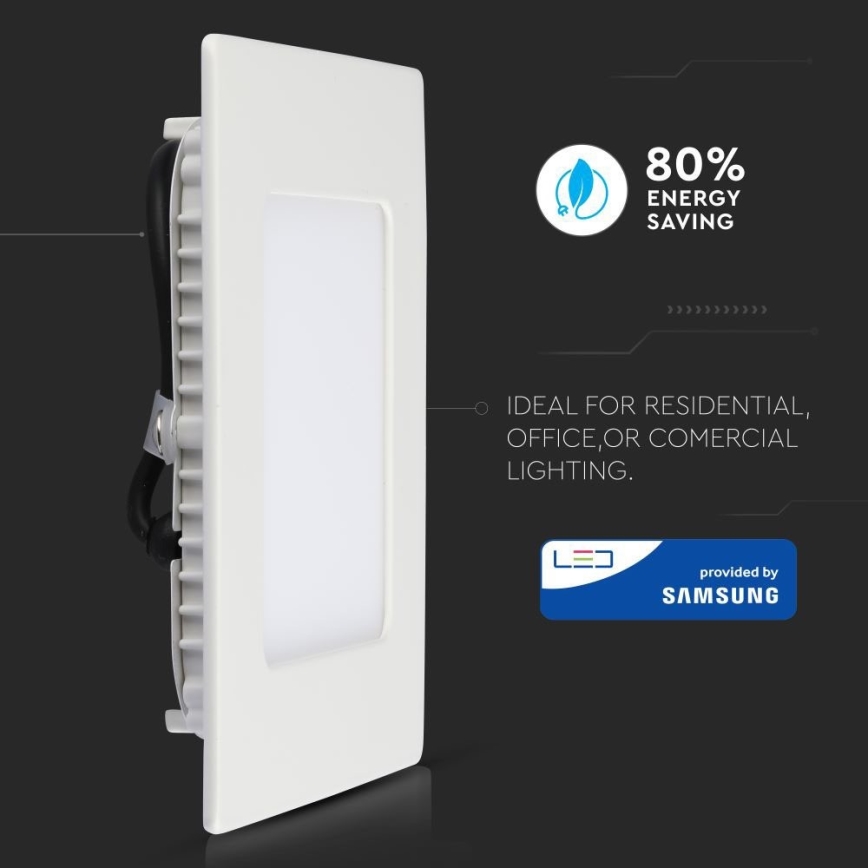 Infälld LED-belysning  SAMSUNG CHIP LED/12W/230V 6400K fyrkantig