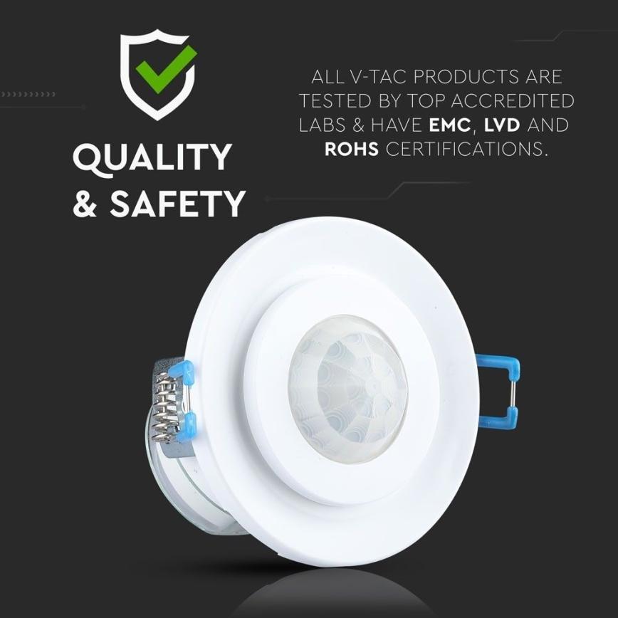 Infälld rörelsesensor PIR 360° 400W/230V vit