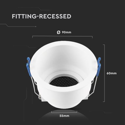 Infälld taklampa GU10 Ø 9 cm vit