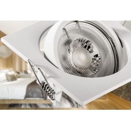 Infälld takarmatur 1xGU10/MR16/10W/230V 9x9 cm vit
