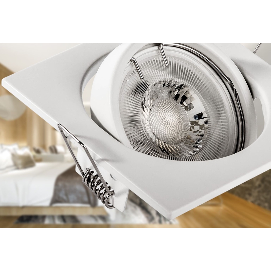 Infälld takarmatur 1xGU10/MR16/10W/230V 9x9 cm vit