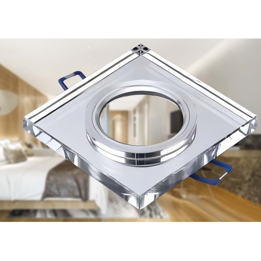 Infälld taklampa 1xGU10/MR16/10W/230V 9x9 cm polerad krom