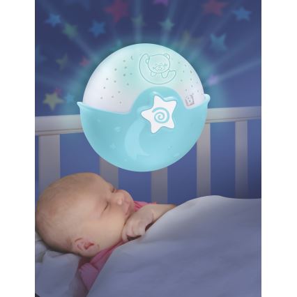 Infantino - Liten barnlampa med projektor 3xAA blå