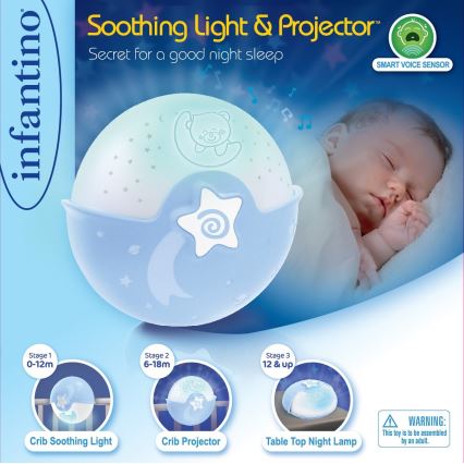 Infantino - Liten barnlampa med projektor 3xAA blå