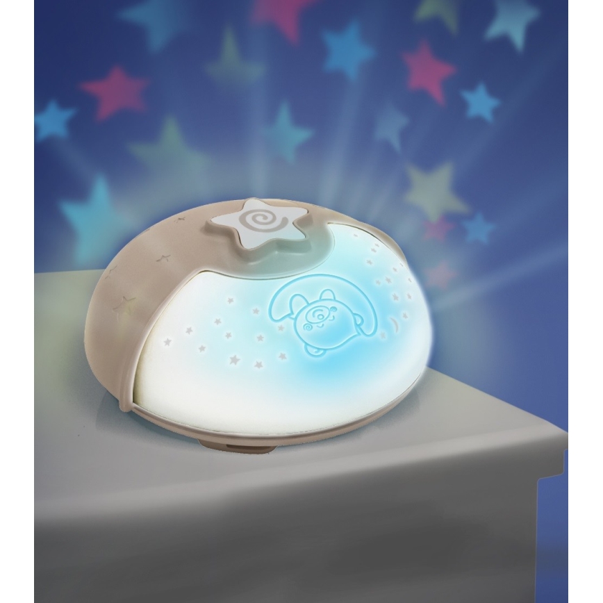 Infantino - Liten barnlampa med projektor 3xAA grå