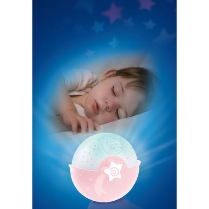 Infantino - Liten barnlampa med projektor 3xAA rosa