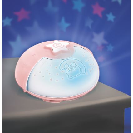 Infantino - Liten barnlampa med projektor 3xAA rosa