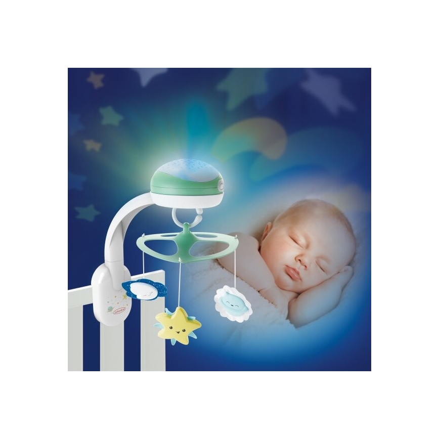 Infantino - Spjälsäng mobil med melody 3i1 3xAA grön
