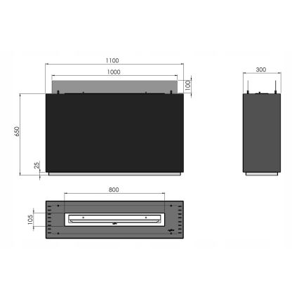 InFire - BIO eldstad 110x65 cm 3,5kW svart