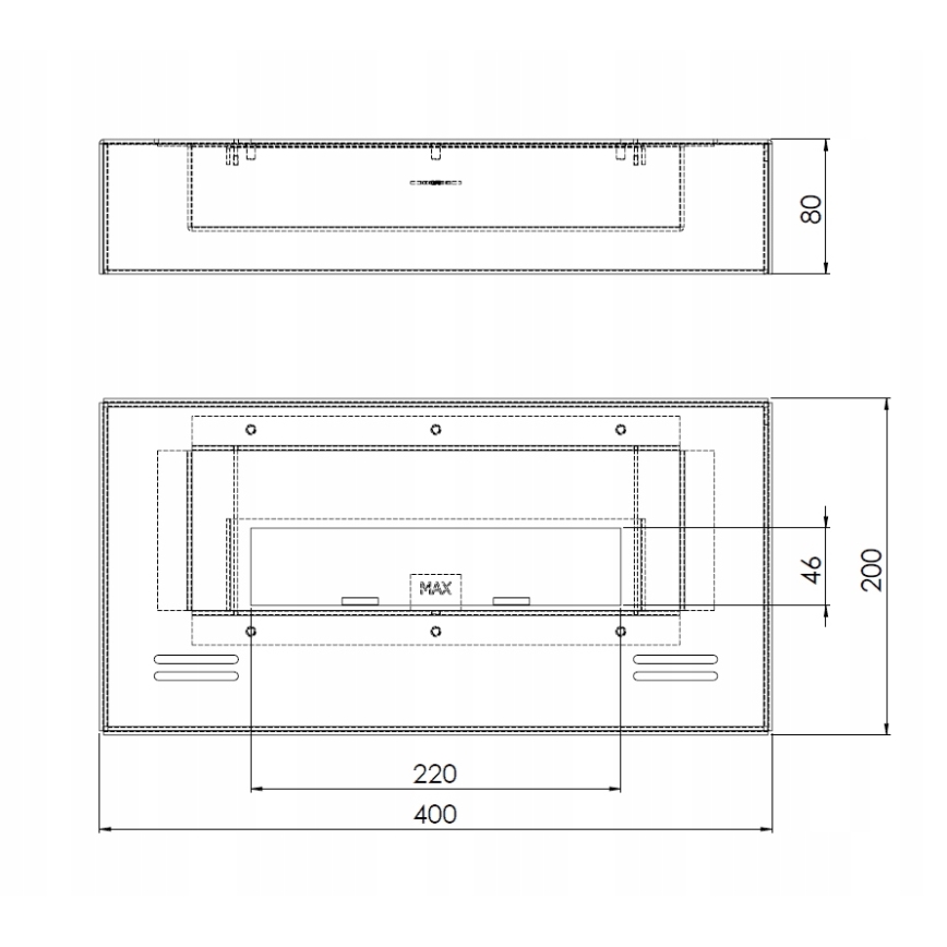 InFire - BIO eldstad 8x40 cm 3kW svart