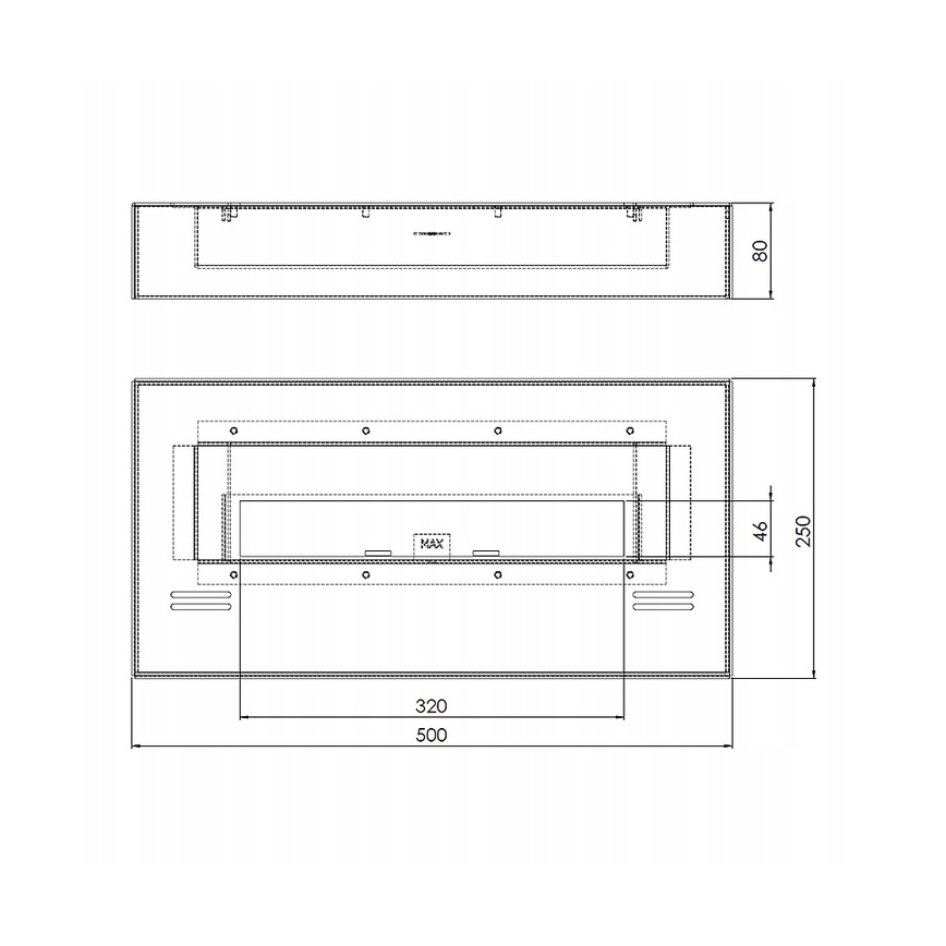 InFire - BIO eldstad 8x50 cm 3kW svart