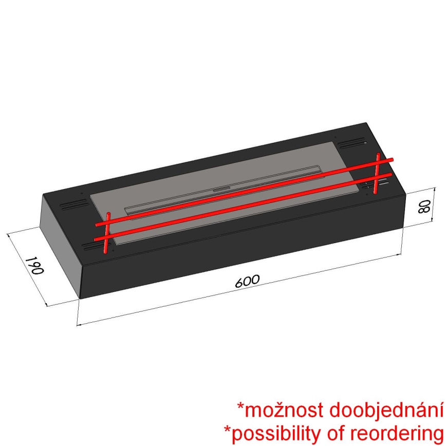 InFire - BIO eldstad 8x60 cm 3kW svart