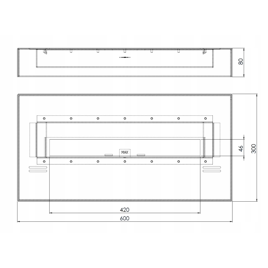 InFire - BIO eldstad 8x60 cm 3kW svart