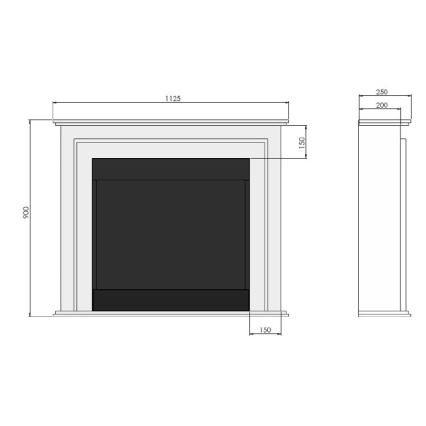 InFire - BIO eldstad 90x112,5 cm 3kW vit