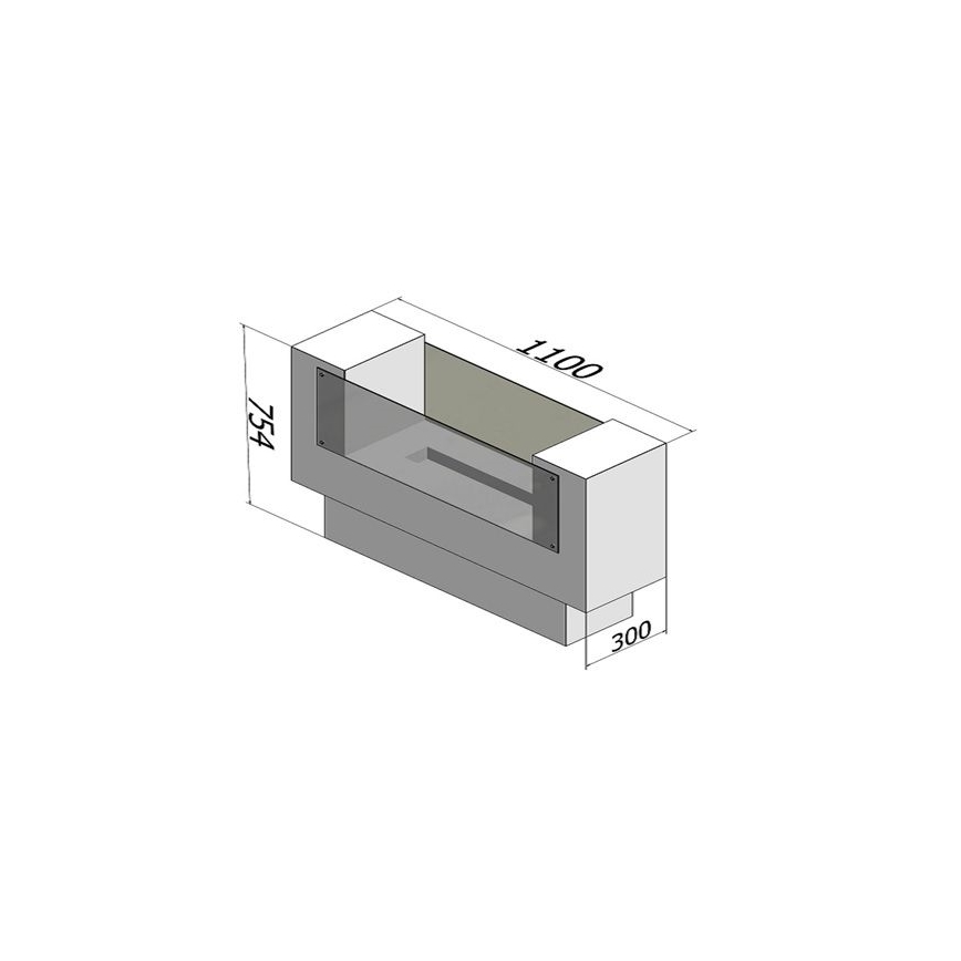 InFire - BIO fireplace 110x75 cm 3kW bifacial