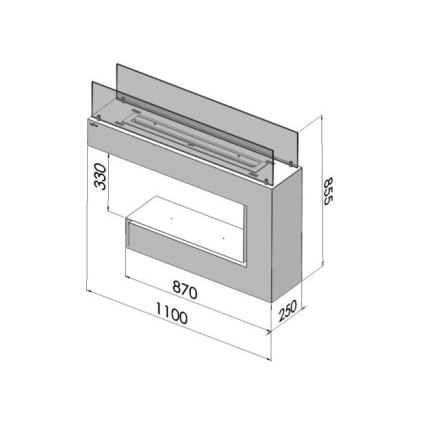 InFire - BIO fireplace 110x85,5 cm 3kW vit