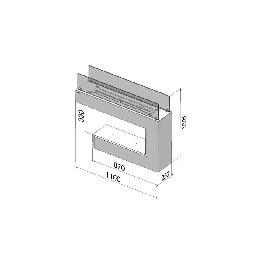 InFire - BIO fireplace 110x85,5 cm 3kW vit