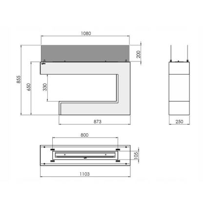 InFire - BIO fireplace 110x85,5 cm 3kW vit