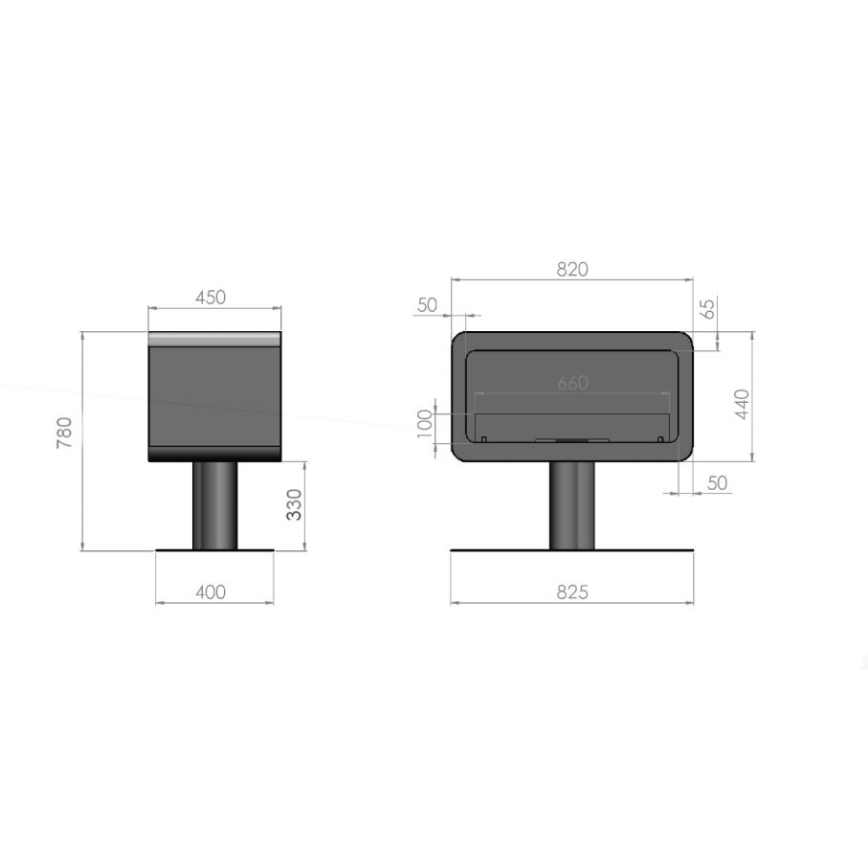 InFire - BIO fireplace 82,5x78 cm 3kW vit