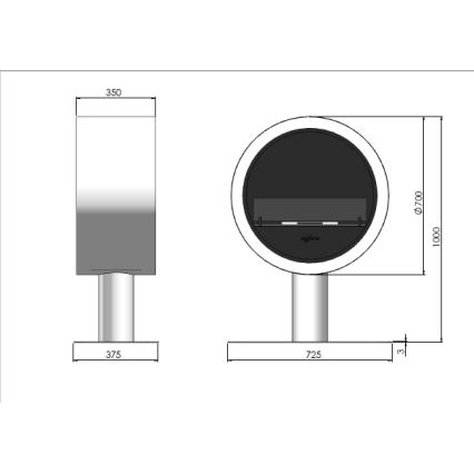 InFire - BIO fireplace diameter 72,5 cm 3kW vit