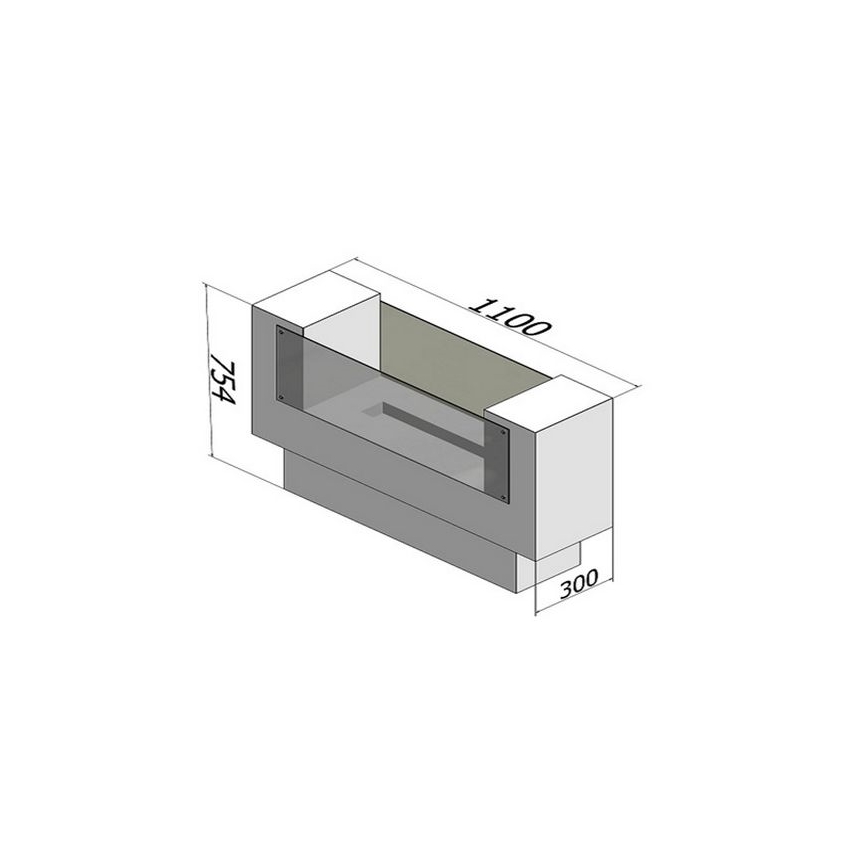 InFire - BIO-kamin 110x75 cm 3 kW dubbelriktad