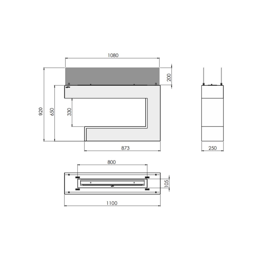 InFire - BIO-eldstad 110x92 cm 3 kW svart