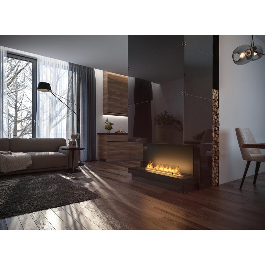 InFire - Built-in BIO fireplace 100x45 cm 3kW svart