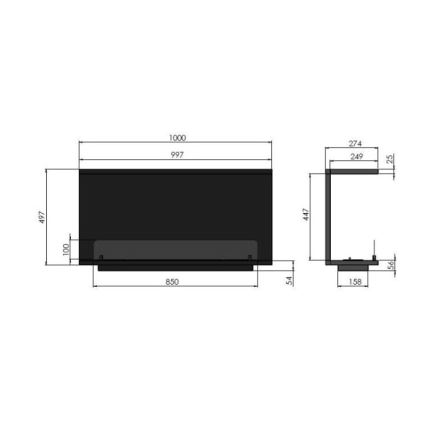 InFire - Built-in BIO fireplace 100x50 cm 3kW svart