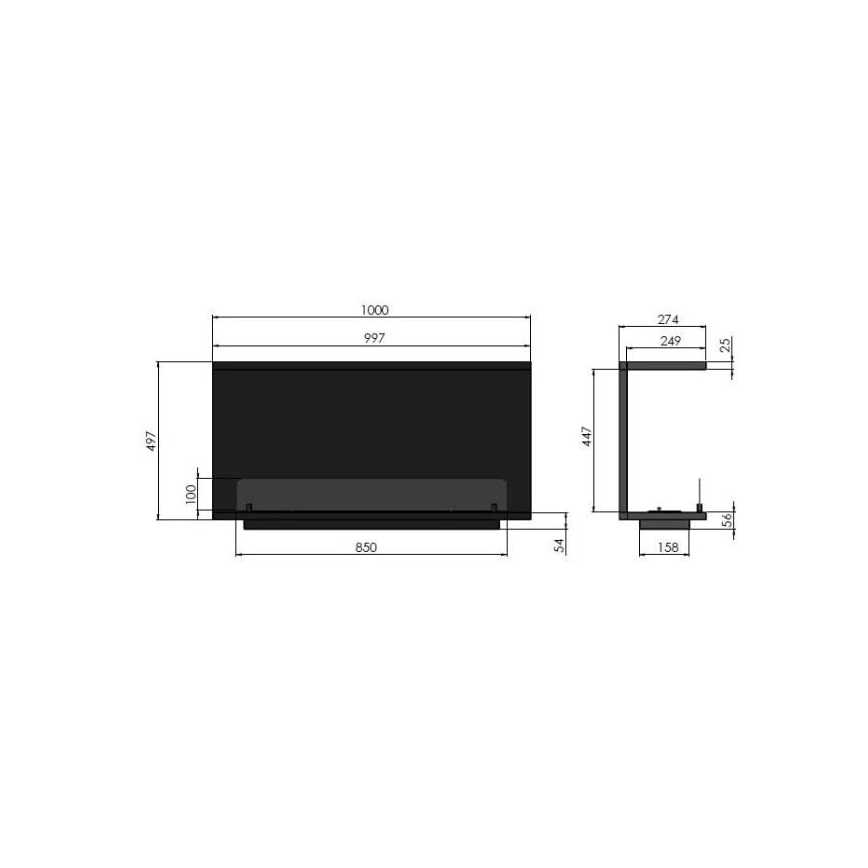 InFire - Built-in BIO fireplace 100x50 cm 3kW svart