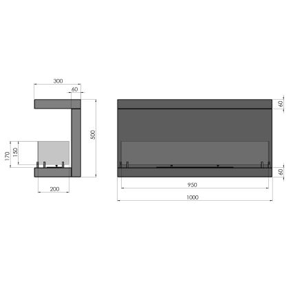 InFire - Built-in BIO fireplace 100x50 cm 3kW svart