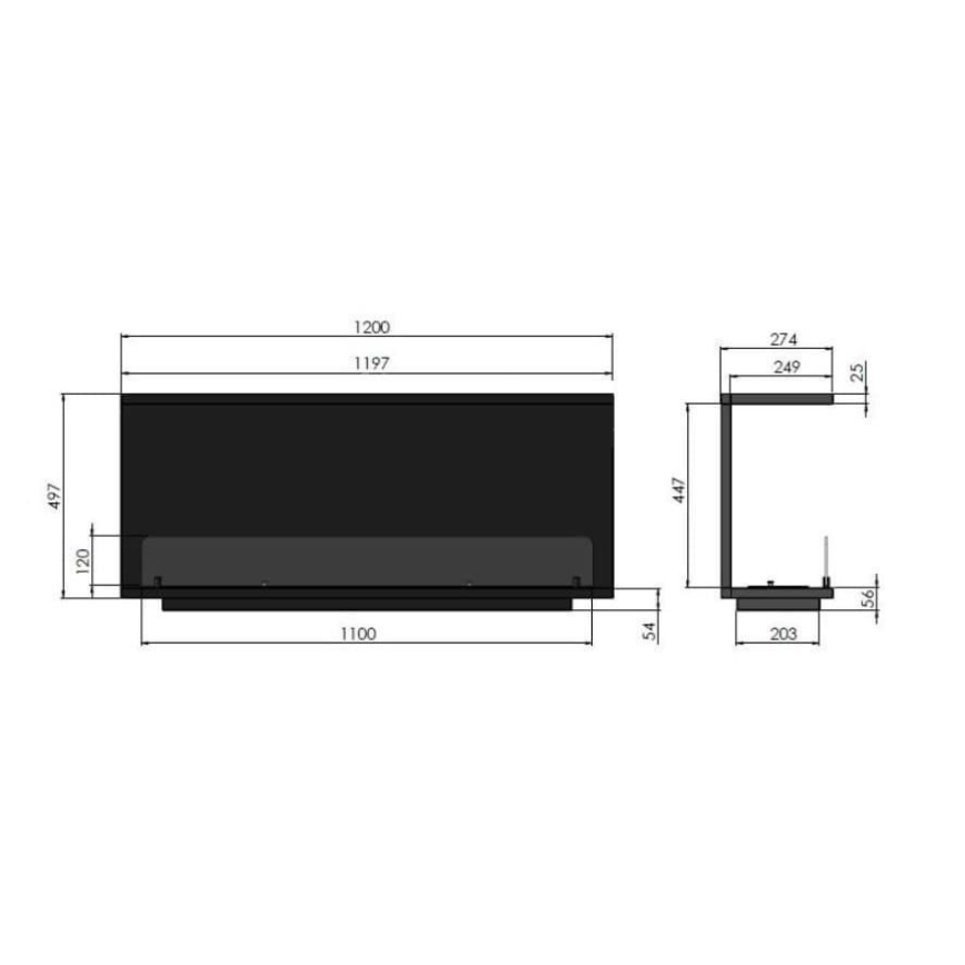 InFire - Built-in BIO fireplace 120x50 cm 3kW svart