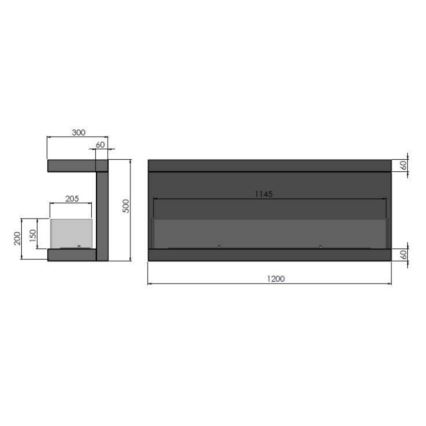 InFire - Built-in BIO fireplace 120x50 cm 5kW svart