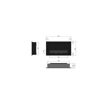 InFire - Built-in BIO fireplace 90x50 cm 3kW svart