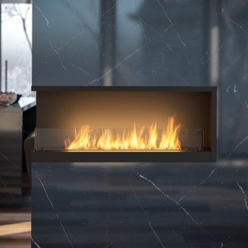 InFire - Corner BIO fireplace 110x45 cm 3kW svart