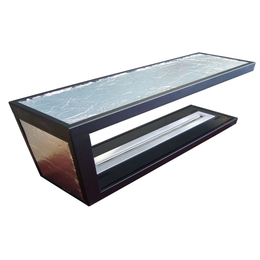 InFire - Corner BIO fireplace 120x50 cm 3kW bifacial