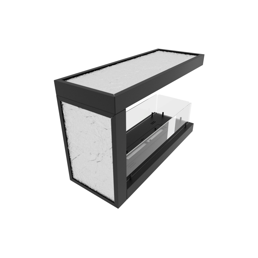 InFire - Corner BIO fireplace 80x50 cm 3kW bifacial
