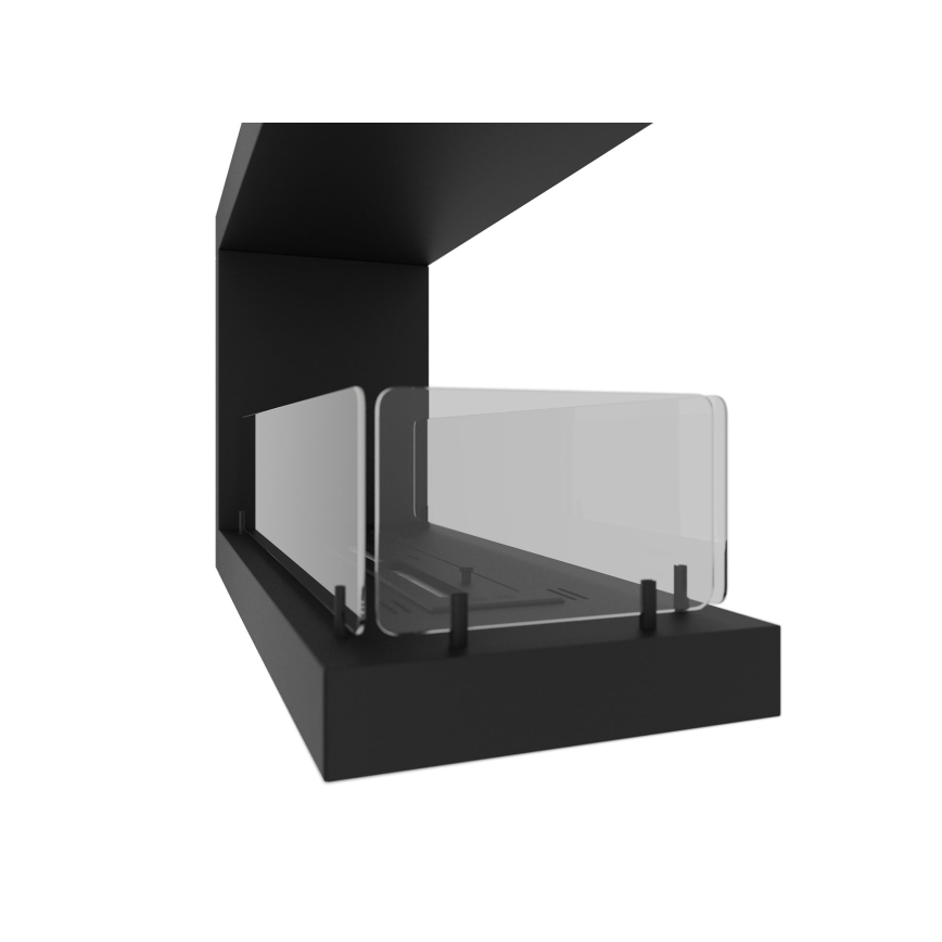 InFire - Corner BIO fireplace 80x50 cm 3kW bifacial