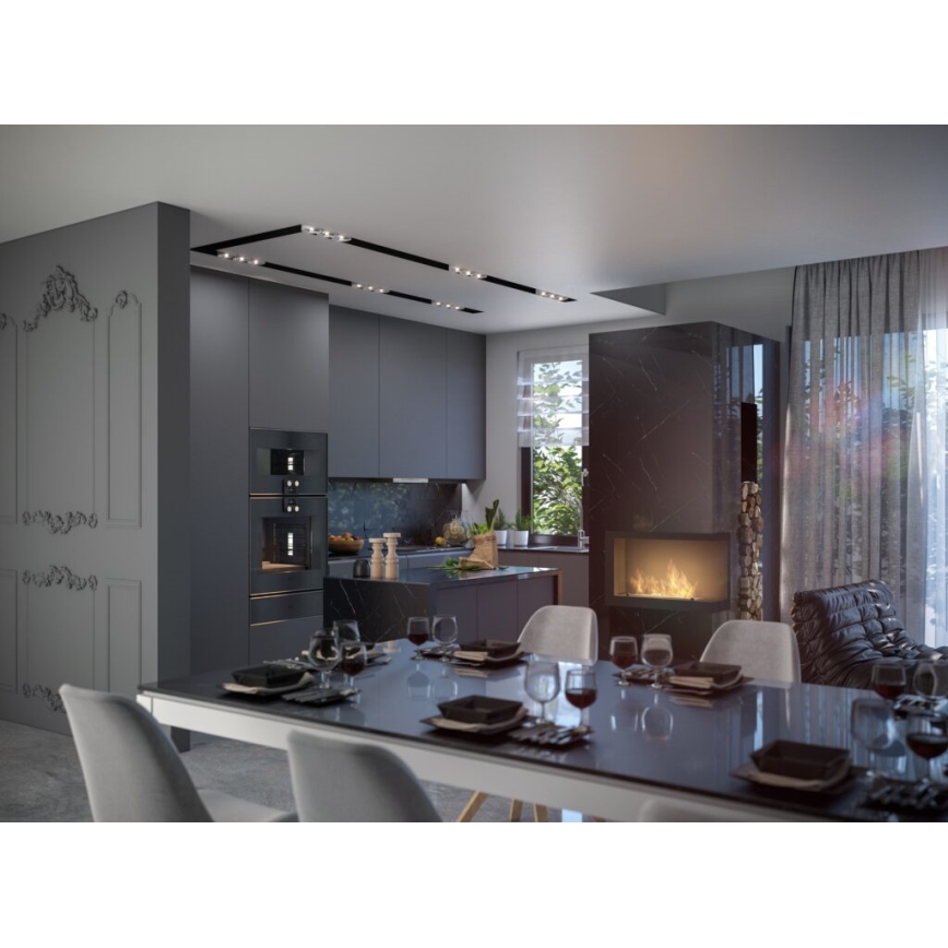 InFire - Corner BIO fireplace 84x54 cm 3kW svart