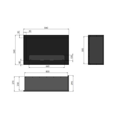 InFire - Corner BIO fireplace 84x54 cm 3kW svart