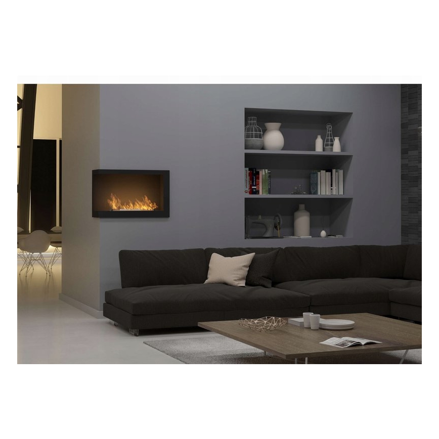 InFire - Corner BIO fireplace 84x54 cm 3kW svart