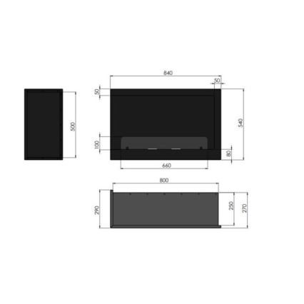 InFire - Corner BIO fireplace 84x54 cm 3kW svart