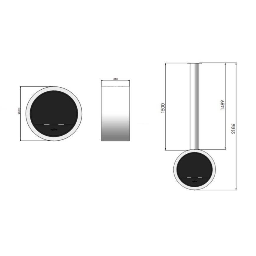 InFire - Hanging BIO fireplace diameter 70 cm 3kW vit