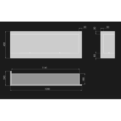 InFire - Hörn BIO eldstad 45x120 cm 3kW svart